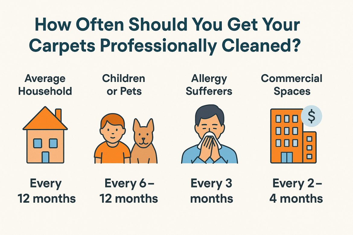 How Often Should You Get Your Carpets Professionally Cleaned? (Real timelines for families, pets & allergy sufferers)